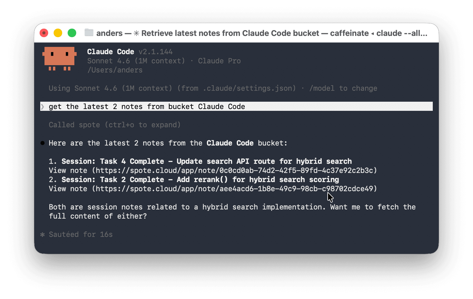 Claude Code integration with Spote
