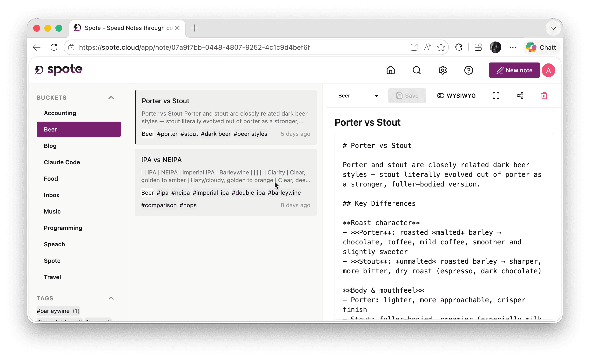 Spote notebook interface